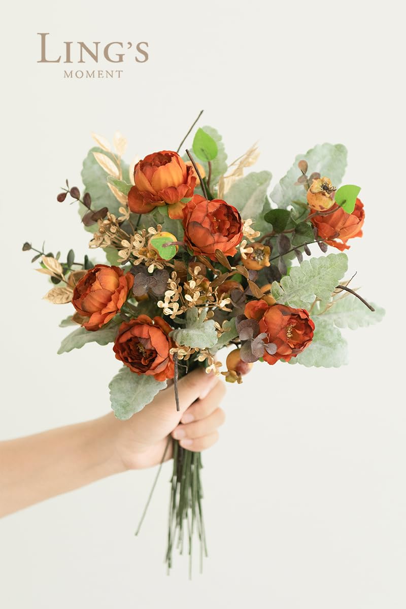 Ling's Moment Artificial Greenery Stems Box Set, 53pcs with 7 Kinds of Faux Greenery Picks for DIY Bridal Bouquets Wedding Floral Arrangement Table Centerpieces, Terracotta & Green - Image 3