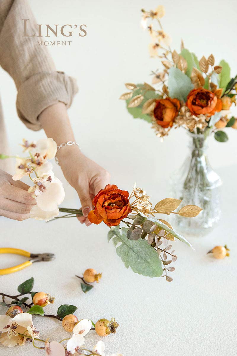 Ling's Moment Artificial Greenery Stems Box Set, 53pcs with 7 Kinds of Faux Greenery Picks for DIY Bridal Bouquets Wedding Floral Arrangement Table Centerpieces, Terracotta & Green - Image 2