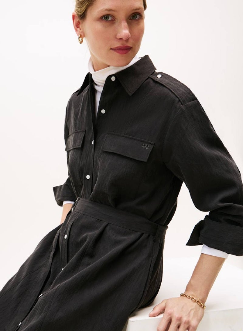 TOMMY HILFIGER Relaxed Midi Belted Utility Dress - Image 2