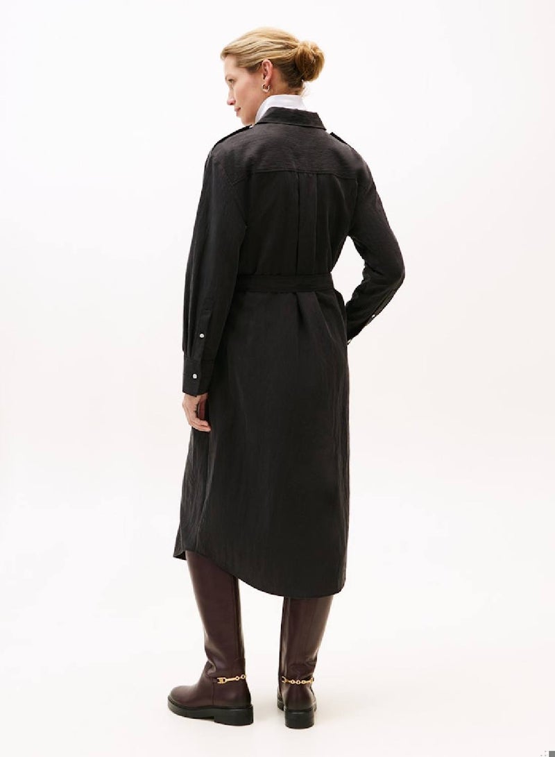 TOMMY HILFIGER Relaxed Midi Belted Utility Dress - Image 5