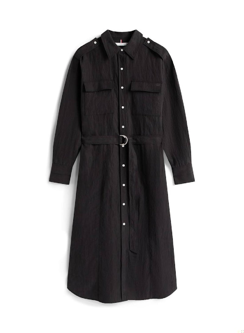 TOMMY HILFIGER Relaxed Midi Belted Utility Dress - Image 3
