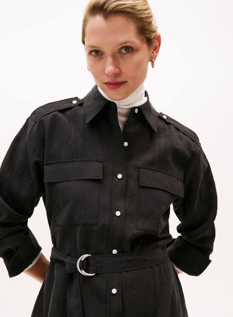 TOMMY HILFIGER Relaxed Midi Belted Utility Dress - Image 4