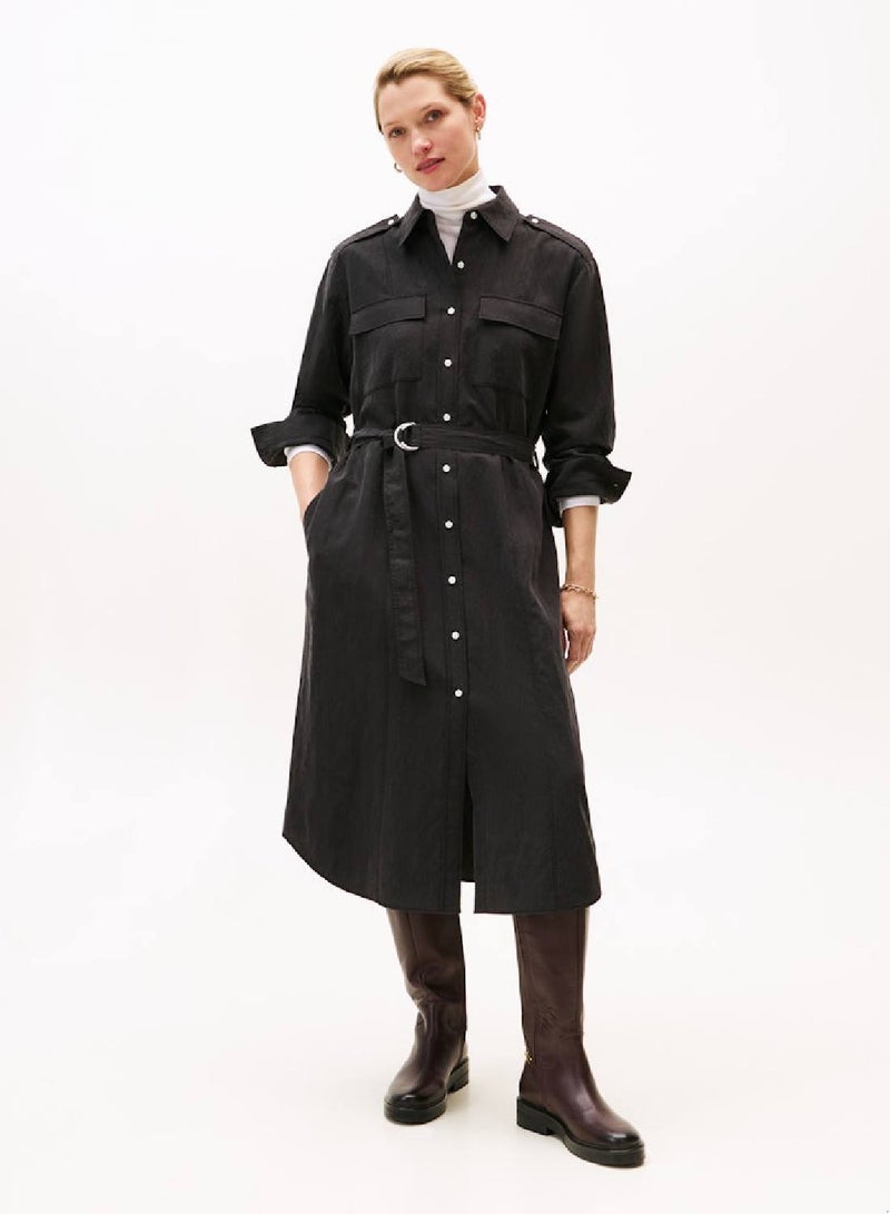 TOMMY HILFIGER Relaxed Midi Belted Utility Dress - Image 1