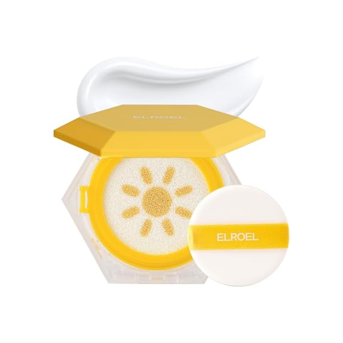 ELROEL Pang Pang Sun Cushion Plus - Broad Spectrum SPF 50 Face Sunscreen with 72-Hour Hydration & Cooling Effect - Sweat, Sand, Dirt & Water-Resistant - Hypoallergenic Korean Skin Care 0.53 oz