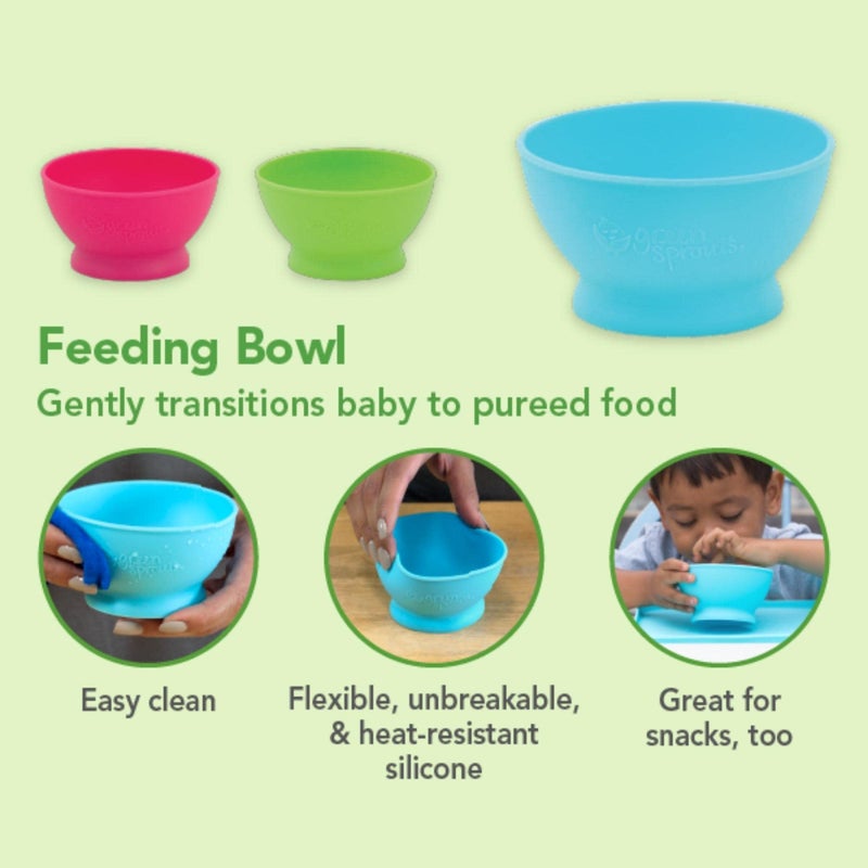 green sprouts Feeding Bowl made from Silicone | Gently transitions baby to pureed food | Easy to hold, Durable, Unbreakable, Heat-resistant silicone, Dishwasher safe - Image 4