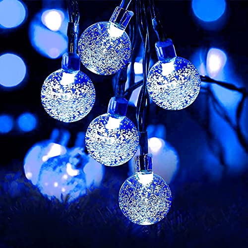 Lezonic Halloween Decorations Solar Lights,Solar Light Outdoor Waterproof with 8 Lighting Modes 7M/ 24 Ft,50 LED Solar Outdoor String Lights for Tree,Garden,Patio,Party,Festival (Blue) - Image 1