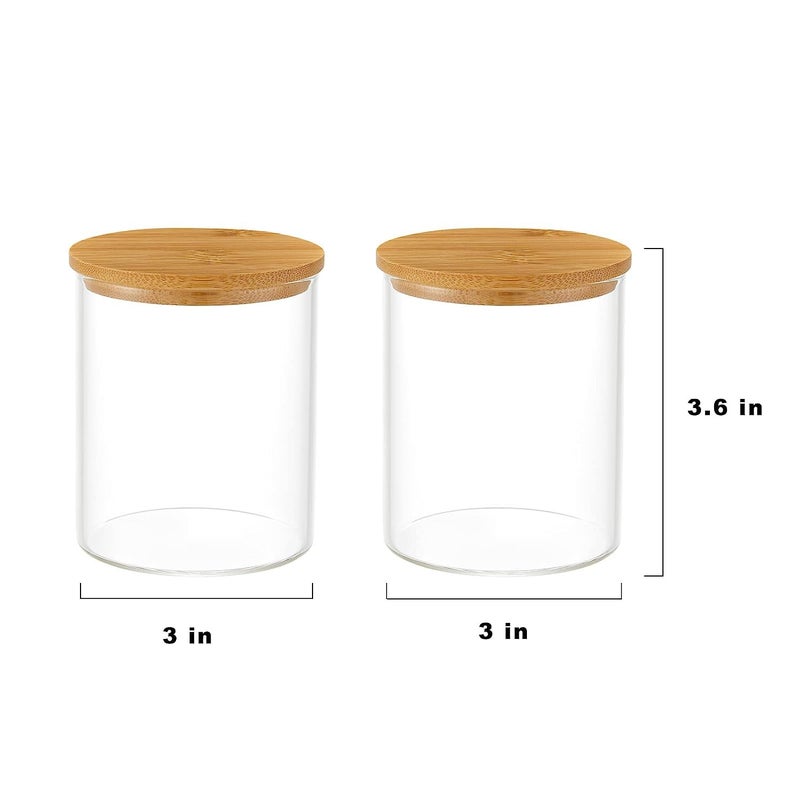 EZALLA Ezalla 500ml Dispenser Holder Glass Apothecary Jars Bathroom Canisters Vanity Jars Containers for Cotton Balls Swab Pads Round QTips Hair Ties Floss Small Things PACK OF 2  - Image 2