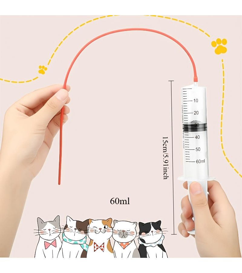 Small Animal Feeding Set With Red Rubber Tube For Newborns Sheep Goats - Image 2