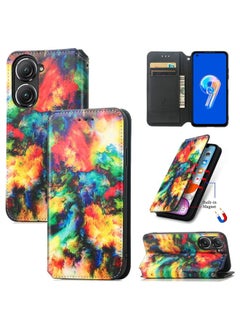 HuHa Case Cover For Asus Zenfone 9 CaseNeo Colorful Magnetic Leather Phone Case Colorful Cloud 