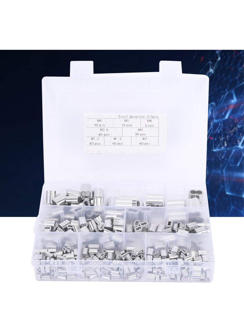GGOOT Wire Rope Crimping Tool, Aluminum Crimping Loop Sleeve 315pcs Wire Crimping Loop Sleeve M1.2 M1.5 M2 M2.5 M3 M4 M5 M6 Hardware Parts  - Image 1