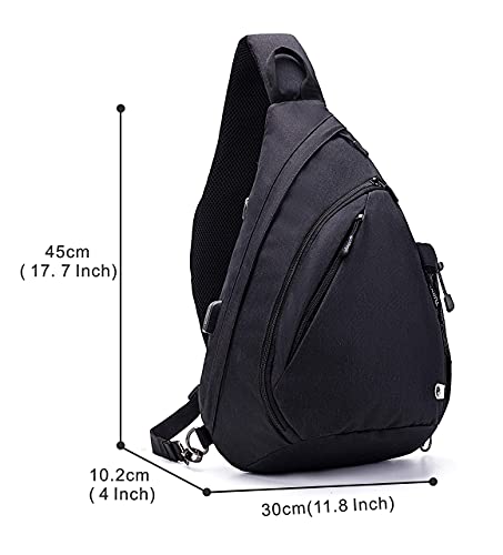 TurnWay Water-Proof Sling bag/Crossbody Backpack/Shoulder Bag with USB Charging Port for Travel, Hiking, Cycling, Camping (BLACK) - Image 2