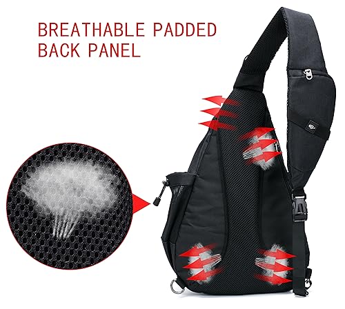 TurnWay Water-Proof Sling bag/Crossbody Backpack/Shoulder Bag with USB Charging Port for Travel, Hiking, Cycling, Camping (BLACK) - Image 3