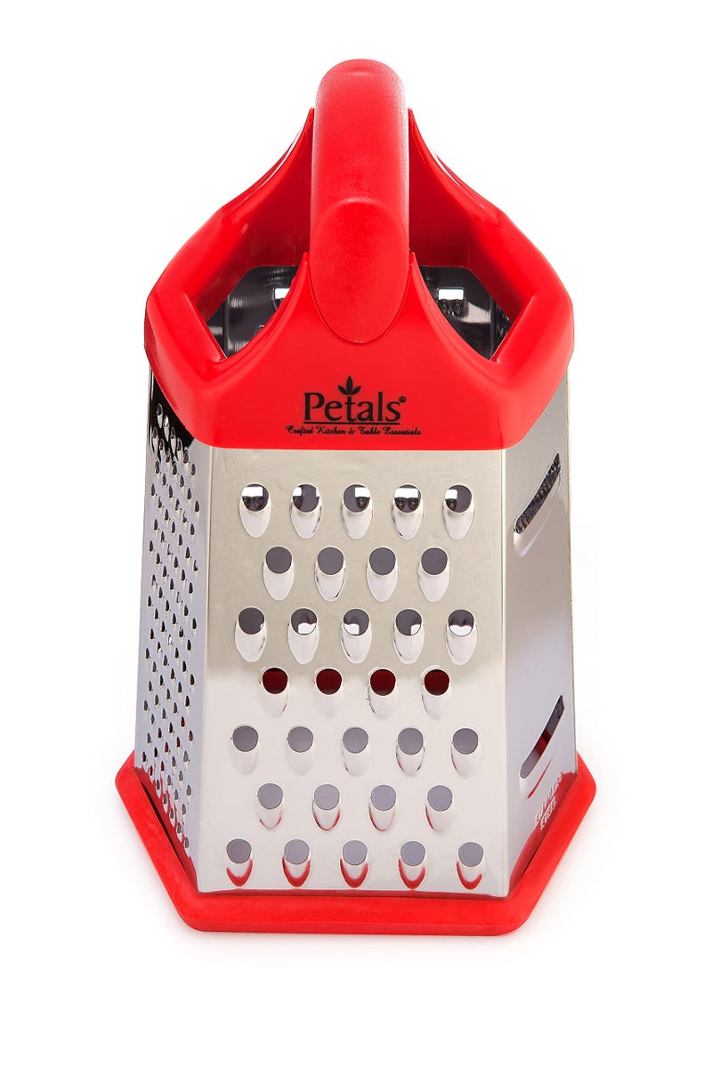 Petals 6-Sided Stainless Steel Slicer Cheese Multi Vegetable Grater 20cm, Red - Image 2