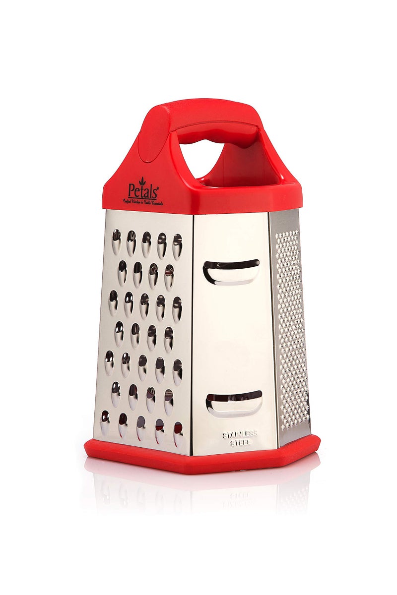 Petals 6-Sided Stainless Steel Slicer Cheese Multi Vegetable Grater 20cm, Red - Image 1