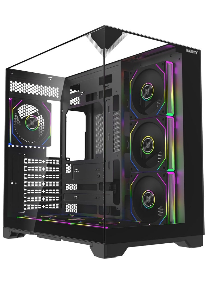 Majesty Majesty X Space Mid Tower PC Case with 7 Infiniti ARGB Fans Installed for Efficient Airflow with Remote, Tempered Glass, Compatible with Wide ATX Motherboard, 1x TYPE-C and 2x USB 3.0  - Image 1