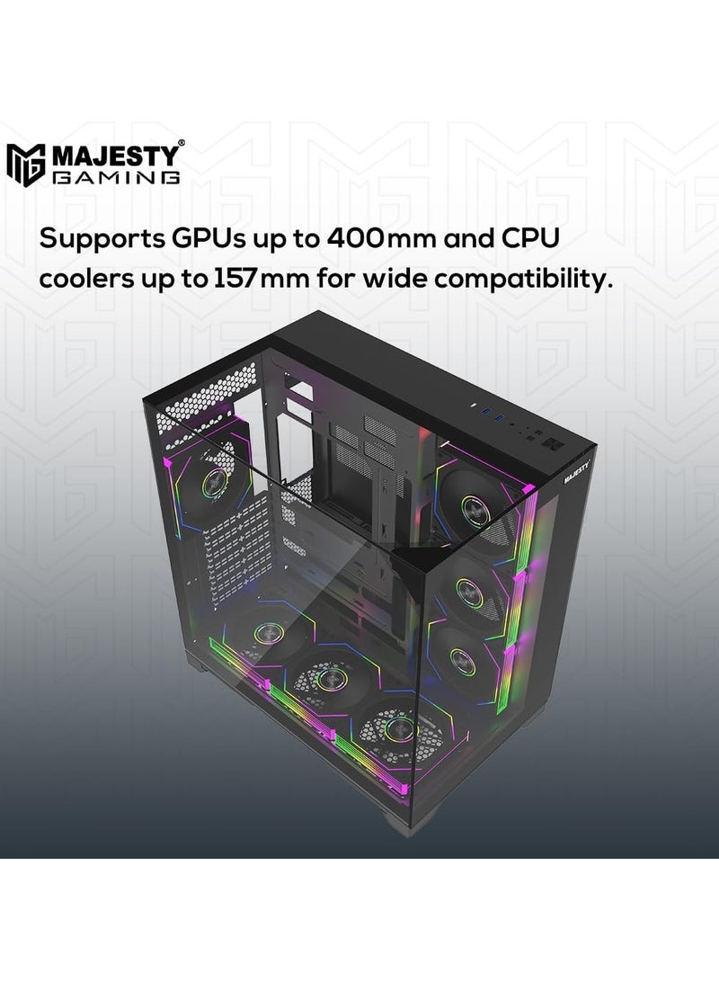 Majesty Majesty X Space Mid Tower PC Case with 7 Infiniti ARGB Fans Installed for Efficient Airflow with Remote, Tempered Glass, Compatible with Wide ATX Motherboard, 1x TYPE-C and 2x USB 3.0  - Image 4