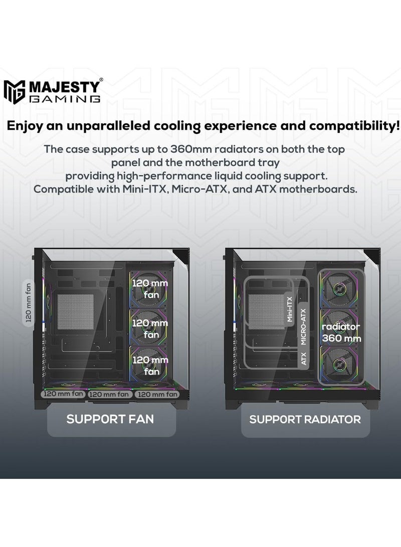 Majesty Majesty X Space Mid Tower PC Case with 7 Infiniti ARGB Fans Installed for Efficient Airflow with Remote, Tempered Glass, Compatible with Wide ATX Motherboard, 1x TYPE-C and 2x USB 3.0  - Image 3