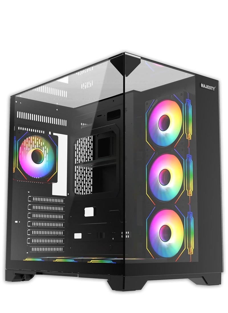 Majesty - Majesty X Space Mid Tower PC Case with 7 Infiniti ARGB Fans Installed for Efficient Airflow with Remote, Tempered Glass, Compatible with Wide ATX Motherboard, 1x TYPE-C and 2x USB 3.0 - Image 1