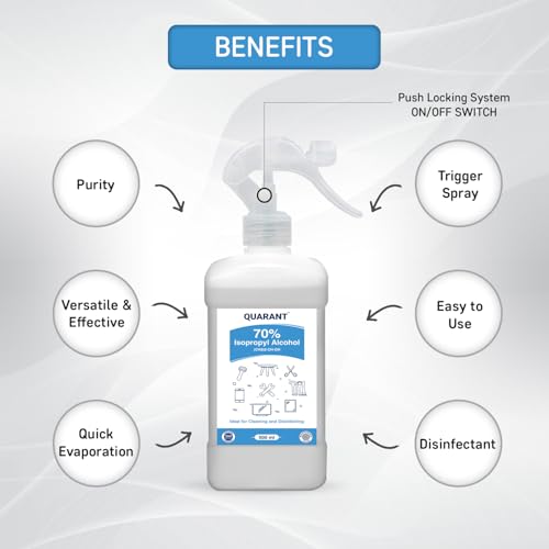 QUARANT 70% Isopropyl Alcohol (IPA) for Cleaning & Disinfecting, 500 ml Bottle with Trigger Spray Attachment - Image 2