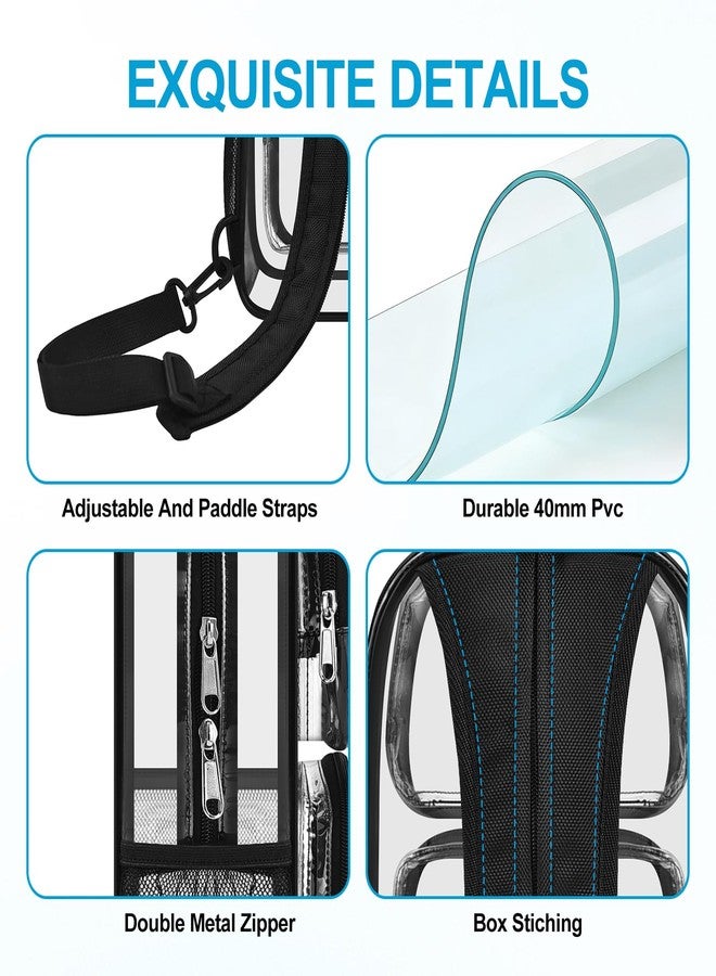 Busiuw Clear Backpack for Stadium Events 3 in 1 Clear Sling Crossbody Bag with Adjustable Reinforced Straps for Sports Fan, Concert Festivals and Games (Black) - Image 4