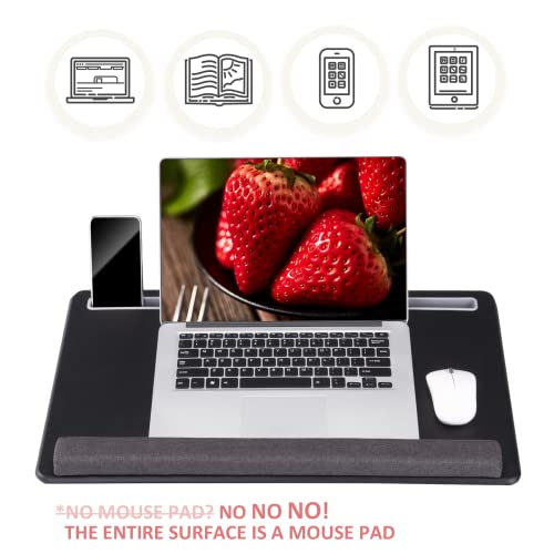 AUWOD Extra Large Lap Laptop Desk - Full PU Material Mouse Pad Gaming Tray - Portable LapDesk with Phone Holder & Wrist Rest for Notebook, MacBook, Tablet, Bed, Sofa(Black, Fit Up 17.3-in Laptops) - Image 2