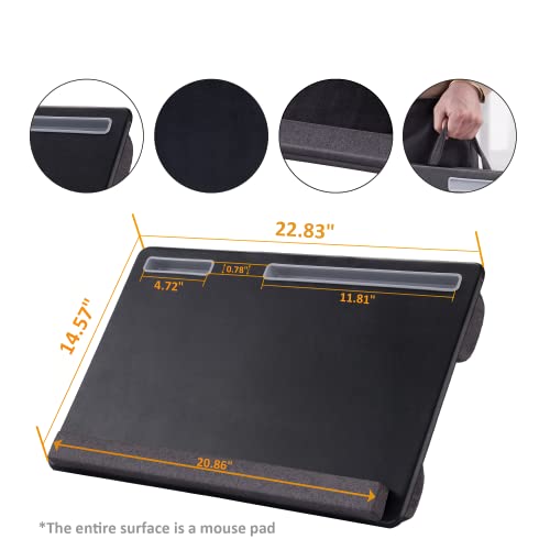AUWOD Extra Large Lap Laptop Desk - Full PU Material Mouse Pad Gaming Tray - Portable LapDesk with Phone Holder & Wrist Rest for Notebook, MacBook, Tablet, Bed, Sofa(Black, Fit Up 17.3-in Laptops) - Image 3