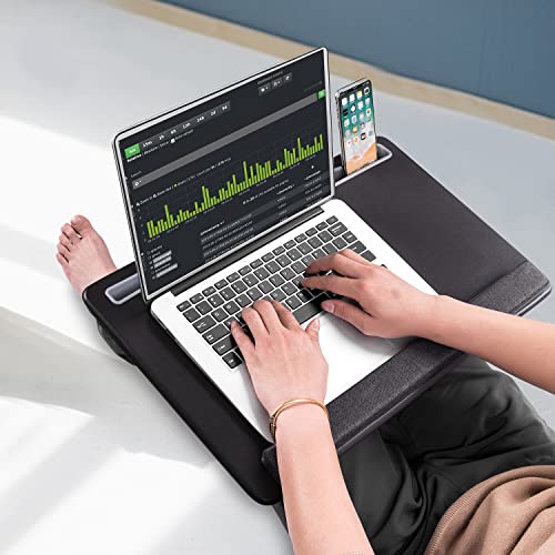 AUWOD Extra Large Lap Laptop Desk - Full PU Material Mouse Pad Gaming Tray - Portable LapDesk with Phone Holder & Wrist Rest for Notebook, MacBook, Tablet, Bed, Sofa(Black, Fit Up 17.3-in Laptops) - Image 5