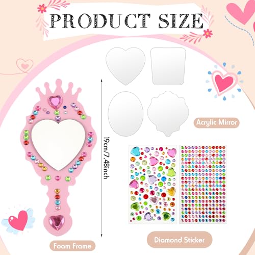 Liliful 12 Pack Princess Foam Mirror Kits Decorate Your Own Princess Mirrors Party Supplies Kids Unbreakable Toy Crafts for Girls Party Favors Birthday DIY Decorations StylishPinkBluePurple - Image 5