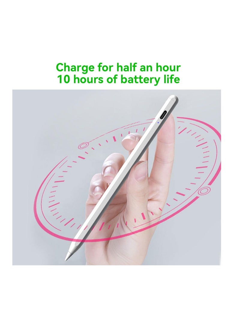 Generic - "Stylus Pen for Touch Screens - 2mm Fine Tip, Compatible with iPad, iPhone, Android Tablets, and Microsoft Surface - Rechargeable, No Delay, Scratch-Resistant Fiber Tip, Lightweight Metal Body, White" - Image 1
