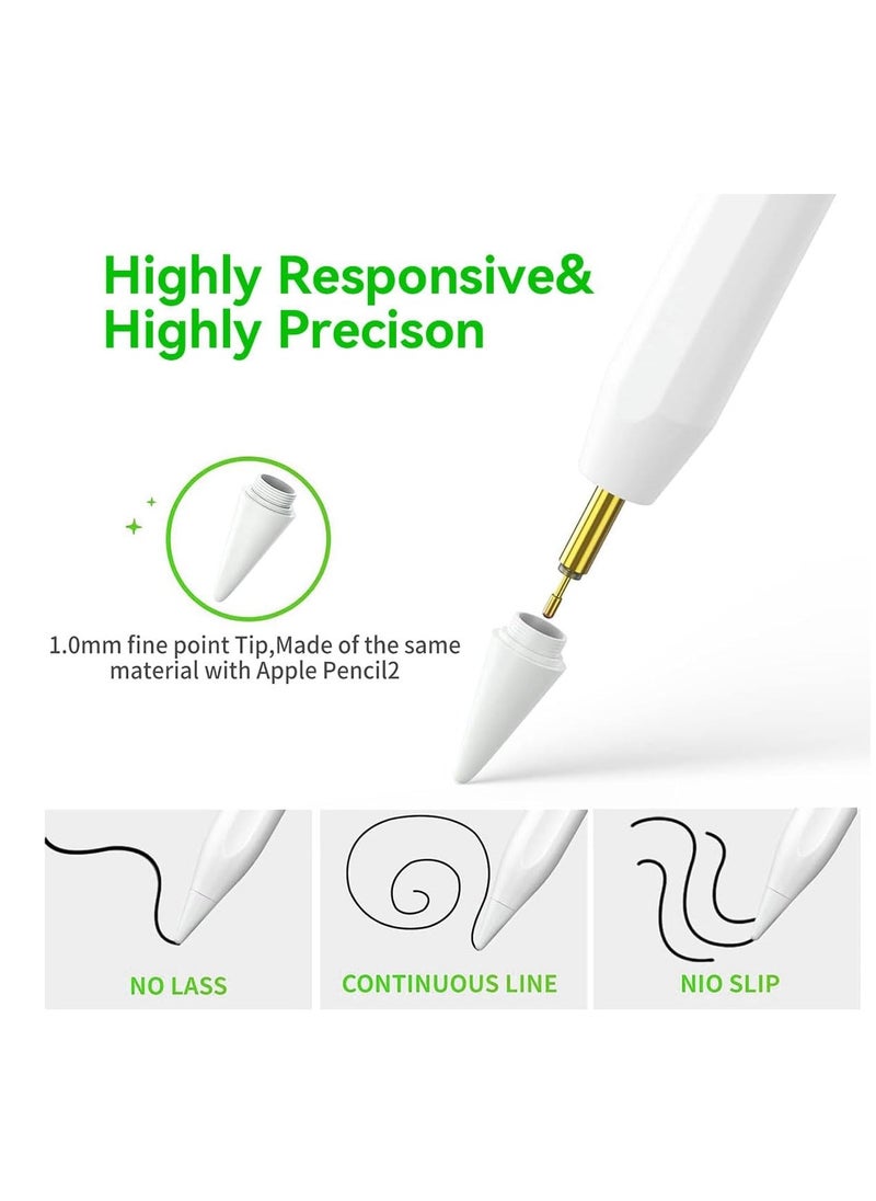 Generic - "Stylus Pen for Touch Screens - 2mm Fine Tip, Compatible with iPad, iPhone, Android Tablets, and Microsoft Surface - Rechargeable, No Delay, Scratch-Resistant Fiber Tip, Lightweight Metal Body, White" - Image 1