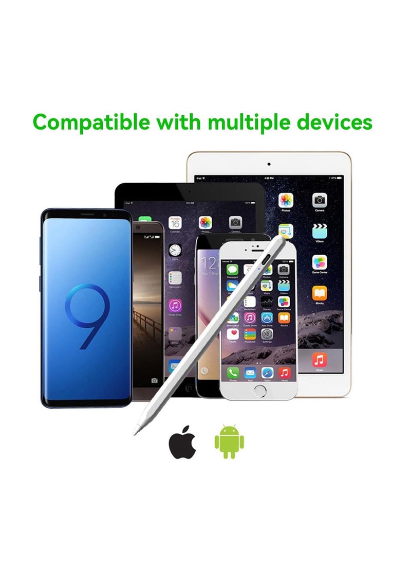 Generic - "Stylus Pen for Touch Screens - 2mm Fine Tip, Compatible with iPad, iPhone, Android Tablets, and Microsoft Surface - Rechargeable, No Delay, Scratch-Resistant Fiber Tip, Lightweight Metal Body, White" - Image 1
