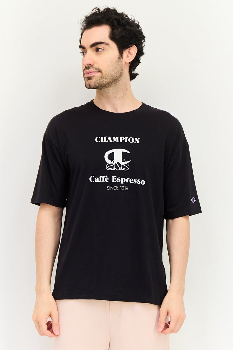 Champion Men Sportswear Fit Brand Logo Short Sleeve Outdoor T-Shirt, Black - Image 1