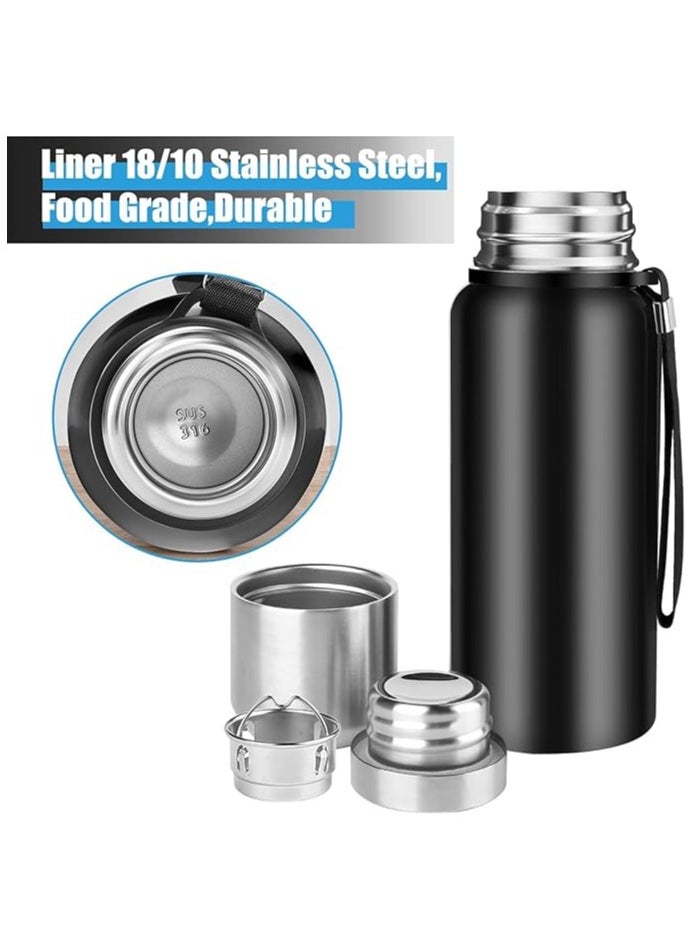 TYCOM Thermal Insulated Water Bottle 1000 ML With LED 316 Stainless Steel Double Wall Vacuum insulated Water Bottles for Hot Cold Water Gym Bottle Flask Bottle LED Display Black  - Image 3
