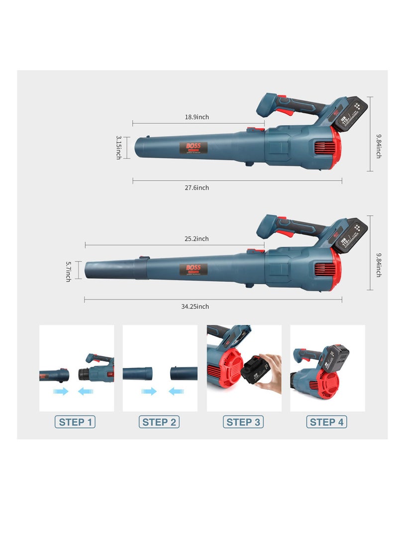 BOSS LIFE STYLE - 1000W Home Garden Solution: High-Performance 118VF Cordless Leaf Blower Kit - 317 CFM, 2x 5.0Ah Batteries, Charger, 2 Tubes, 2-Speed Control - Image 1