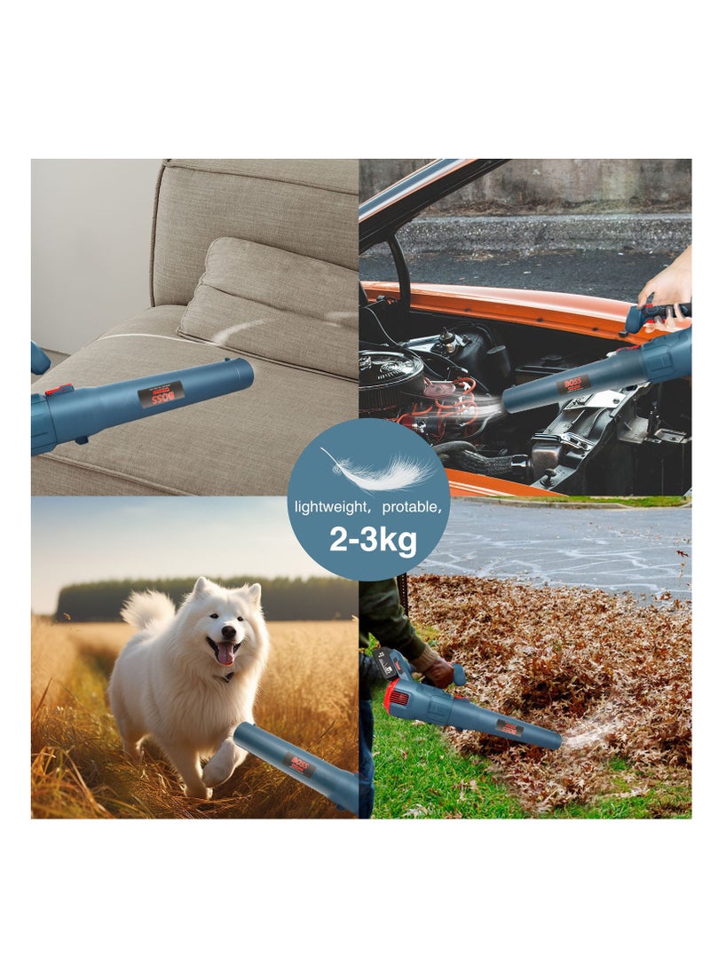 BOSS LIFE STYLE - 1000W Home Garden Solution: High-Performance 118VF Cordless Leaf Blower Kit - 317 CFM, 2x 5.0Ah Batteries, Charger, 2 Tubes, 2-Speed Control - Image 1