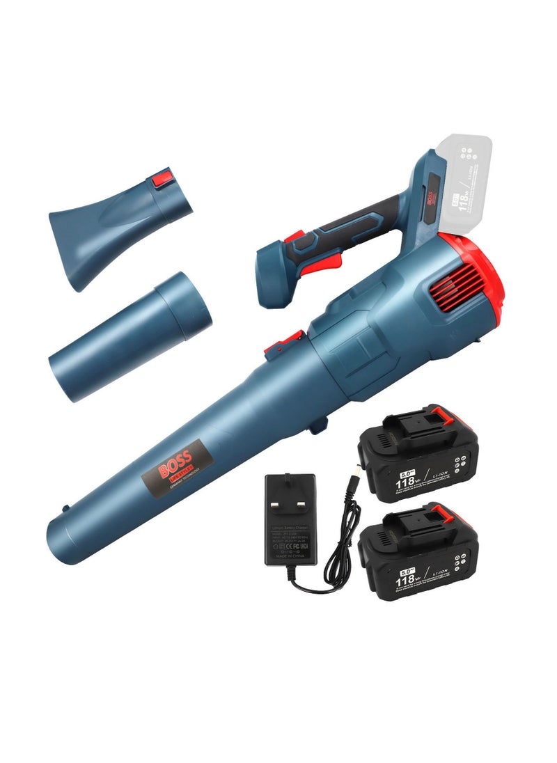 BOSS LIFE STYLE - 1000W Home Garden Solution: High-Performance 118VF Cordless Leaf Blower Kit - 317 CFM, 2x 5.0Ah Batteries, Charger, 2 Tubes, 2-Speed Control - Image 1