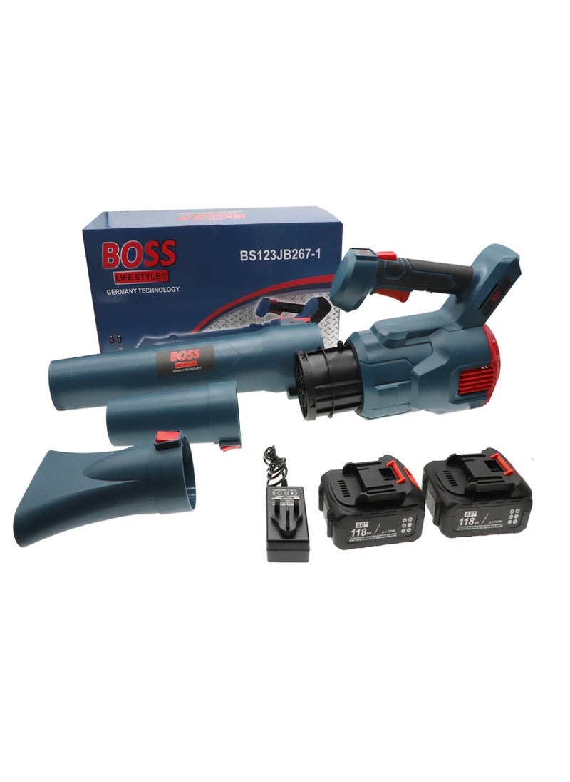 BOSS LIFE STYLE - 1000W Home Garden Solution: High-Performance 118VF Cordless Leaf Blower Kit - 317 CFM, 2x 5.0Ah Batteries, Charger, 2 Tubes, 2-Speed Control - Image 1