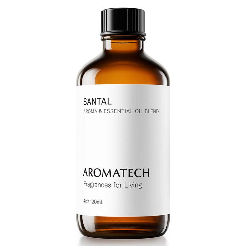 AromaTech Santal Aroma Essential Oil Blend: Luxury Hotel Inspired Aromatherapy with Amber, Vanilla, Cedar & Sandalwood for Ultrasonic Diffusers & Nebulizers - 4 fl oz, 120 mL - Image 1