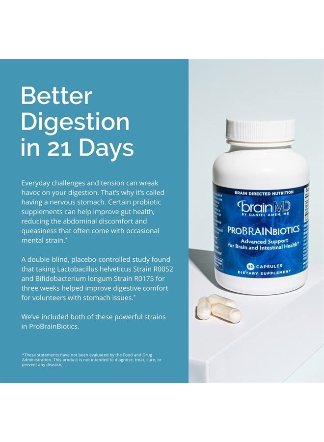 BRAINMD Dr Amen BrainMD ProBRAINbiotics - 3 Billion CFU, 60 Capsules - Promotes Gut Health - Gluten Free - 60 Servings - Image 4