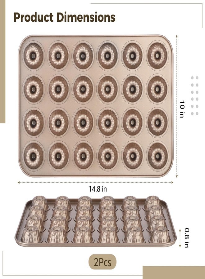 Lnrueg 2 PCS Mini Bundlette Cake Pan, 24-Cavity Mini Fluted Cake Mold, Nonstick Carbon Steel Bundtini Pan, Bite-Size 2 in Cups, 14.8 x 10 in Tray for Muffins, Brownies, Cornbread - Image 4