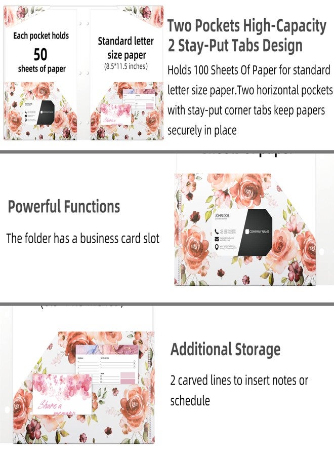 Ospelelf Folder with Pockets, Waterproof Plastic Folder with Two Fixed Corner Tabs and 2 Pockets Includes Business Card Slot, Includes Sticker, Fits 3 Ring Binder Holds 11" x 8.5", 6-Pack - Image 3