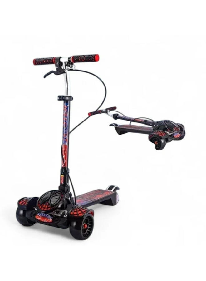 سبايدر مان سكوتر يدوي قابل للطي شديد التحمل على شكل سبايدرمان للأطفال - Image 1