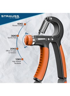 STRAUSS Adjustable Hand Grip| Adjustable Resistance (10Kg - 40Kg) | Hand Gripper For Home & Gym Workouts | Perfect For Finger & Forearm Hand Exercises For Men & Women (Black/Orange)  - Image 4