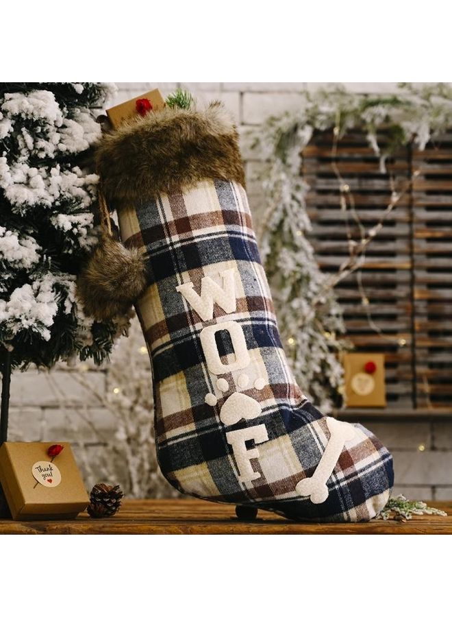 Plaid Cloth Dog Bone Socks Tree Pendant Decoration Multicolour - Image 3