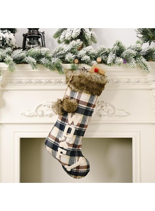 Plaid Cloth Dog Bone Socks Tree Pendant Decoration Multicolour - Image 1