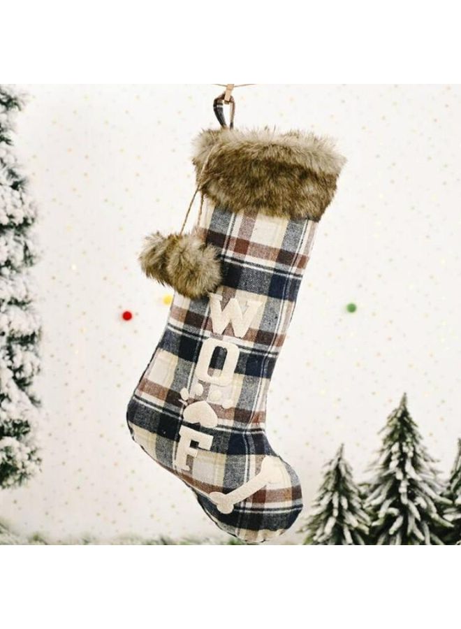 Plaid Cloth Dog Bone Socks Tree Pendant Decoration Multicolour - Image 2