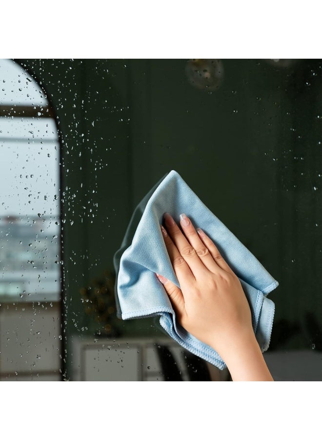 Microfiber Glass Cleaning Cloth, 16in X 16in, Blue, Pack of 6 - Image 2
