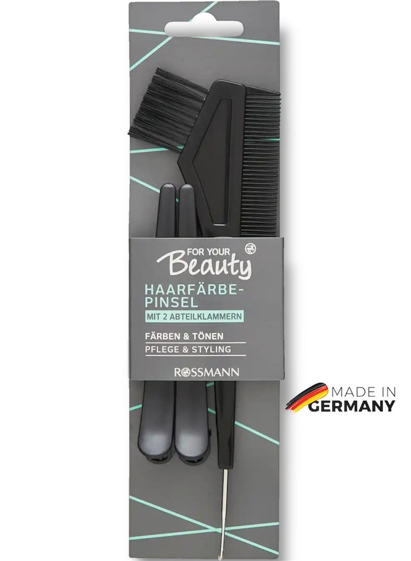 Rossmann Hair Dye Brush Set with 2 Sectioning Clips – Professional Coloring & Toning Tool - Image 1