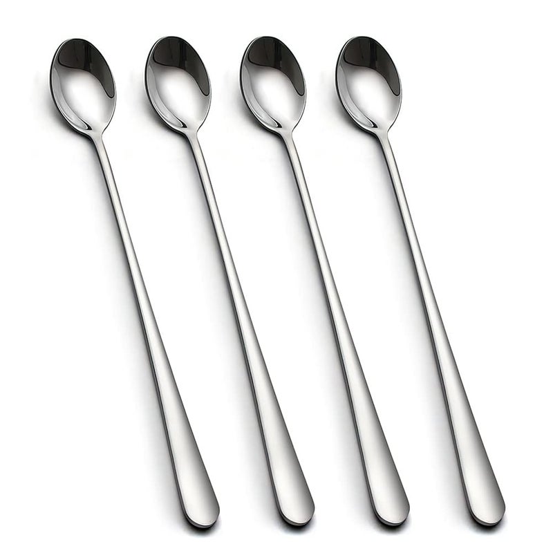 AOOSY Latte SpoonsStainless Steel Coffee Spoons Tea Spoon Set of 4 Long Handle Spoons Ideal for Latte Coffee Espresso Hot Chocolate Hot Drinks Dessert  Ice Cream Sundae  9inch