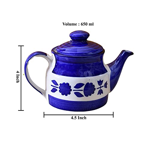 KunhaR Ceramic Teapot - 1 Piece, Yellow-Blue, 650 ml - Image 2
